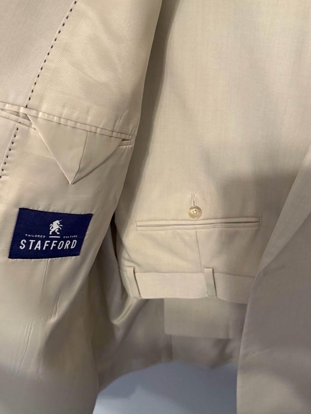 Stafford Travel Suit Separates Tan Wool Blend Suit 48R 40x32 Classic Fit - Picture 8 of 12